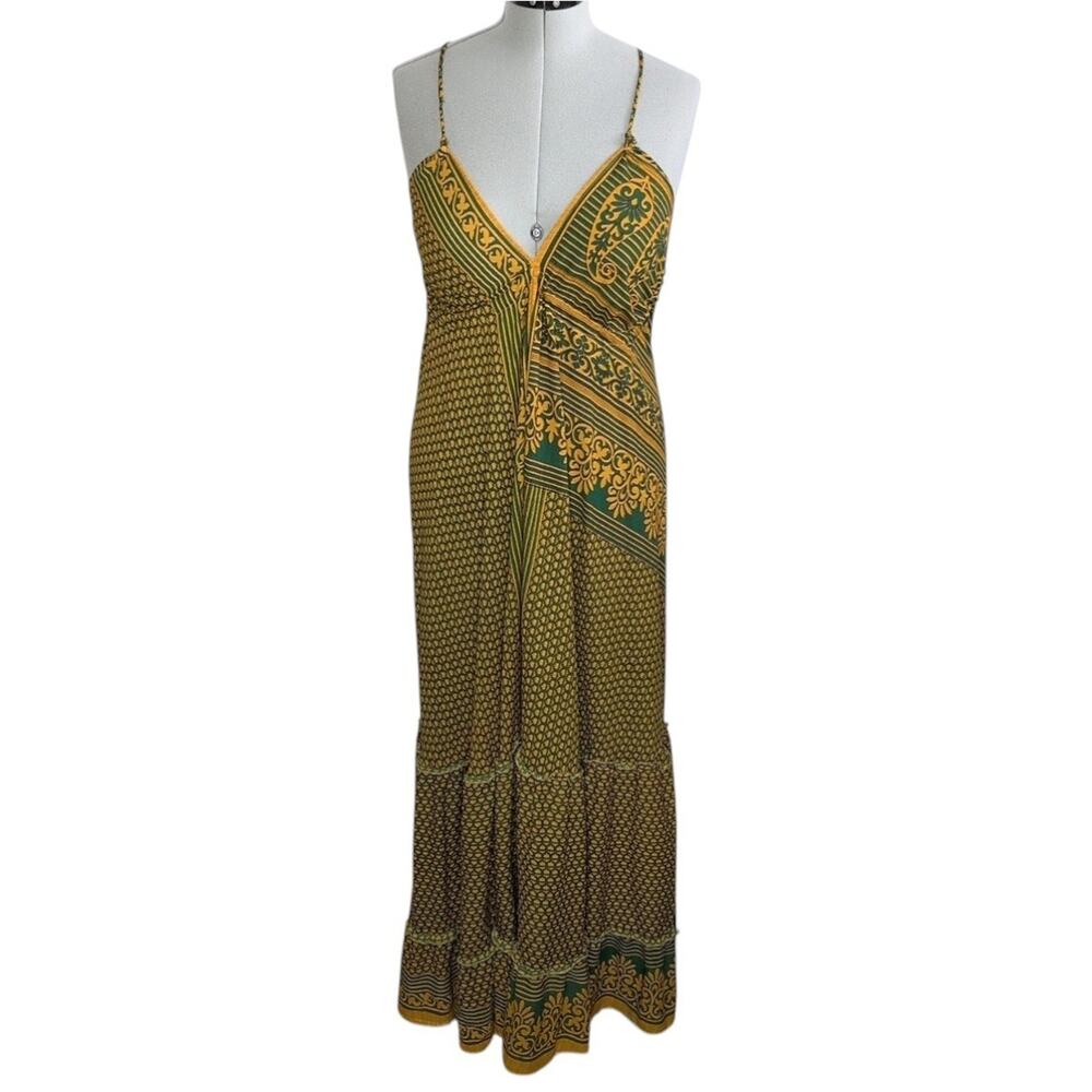 Jessica Taylor Boho Silk Maxi Dress One Size Festival Weekend Summer Feminine